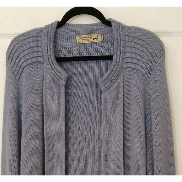 Peruvian Link Alpaca Collection Open Front Cardigan Pockets Knit Shawl One Size - Picture 1 of 8